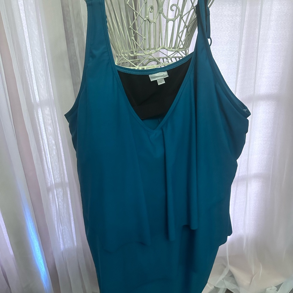 Avenue Asymmetrical Blue Tank Top with Elegant Design